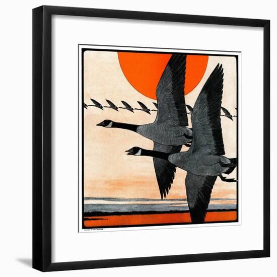 "Flock of Geese in Formation,"November 15, 1924-Paul Bransom-Framed Giclee Print