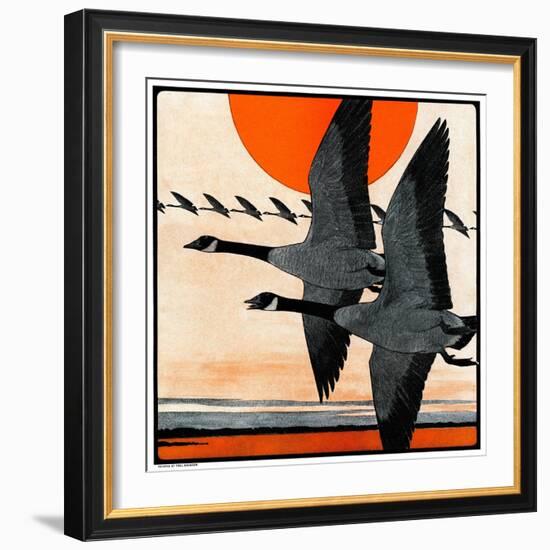 "Flock of Geese in Formation,"November 15, 1924-Paul Bransom-Framed Giclee Print