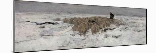 Flock of Sheep with Shepherd in the Snow, 1887-1888-Anton Mauve-Mounted Giclee Print