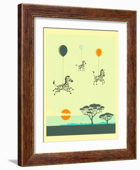 Flock of Zebras-Jazzberry Blue-Framed Art Print