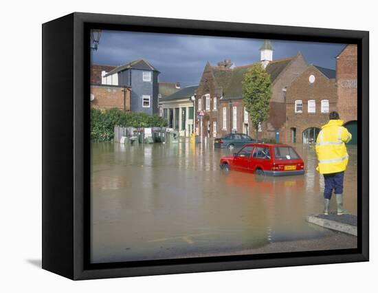 Flooded Car Park in Town Centre in October 2000, Lewes, East Sussex, England, United Kingdom-Jenny Pate-Framed Premier Image Canvas