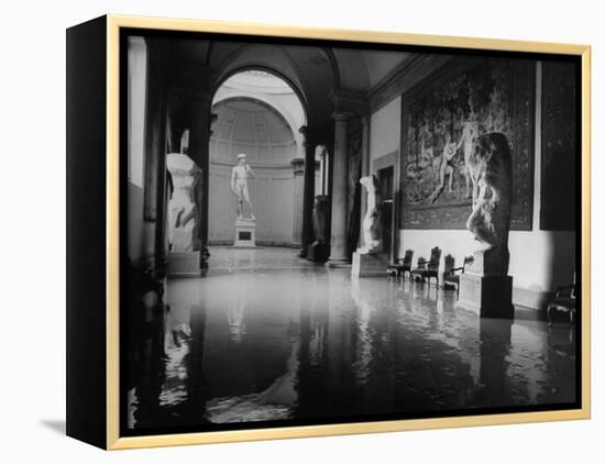 Flooded Museum, Accademia, Michelangelo's, "David" in Rear-null-Framed Premier Image Canvas