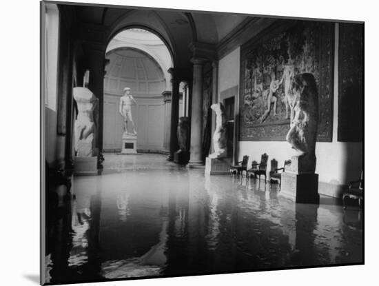 Flooded Museum, Accademia, Michelangelo's, "David" in Rear-null-Mounted Photographic Print