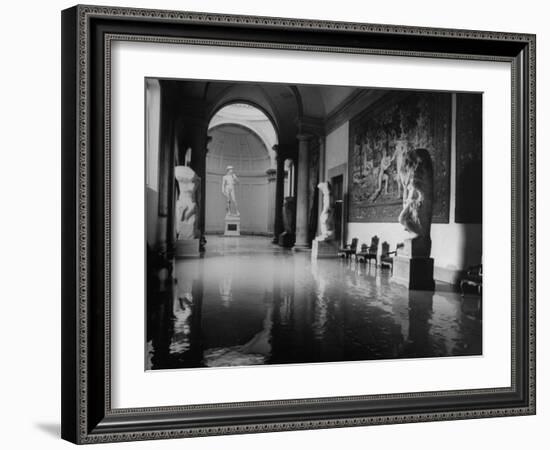 Flooded Museum, Accademia, Michelangelo's, "David" in Rear-null-Framed Photographic Print