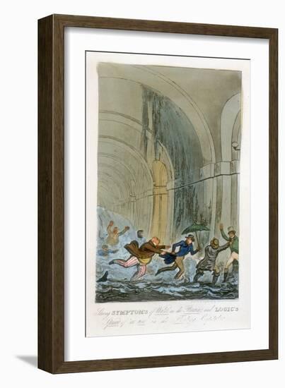 Flooding During the Excavation of the Thames Tunnel, London, 1828-null-Framed Giclee Print