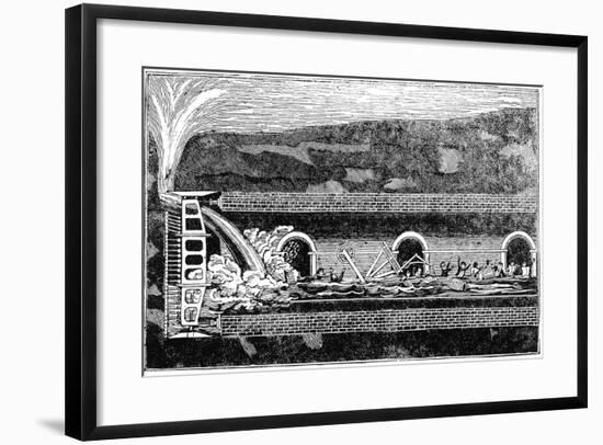 Flooding During the Excavation of the Thames Tunnel, London,1828-null-Framed Giclee Print