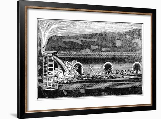 Flooding During the Excavation of the Thames Tunnel, London,1828-null-Framed Giclee Print