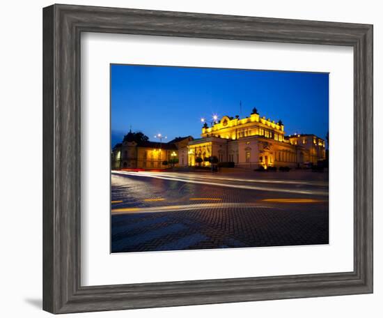 Floodlit National Assembly Building, Ploshtad National Assembly Square, Sofia, Bulgaria, Europe-Dallas & John Heaton-Framed Photographic Print