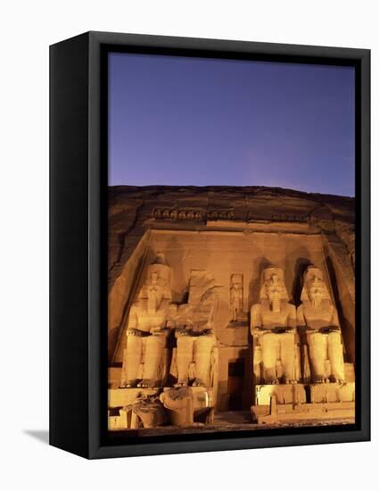 Floodlit Temple Facade and Colossi of Ramses II (Ramesses the Great), Abu Simbel, Nubia, Egypt-Upperhall Ltd-Framed Premier Image Canvas