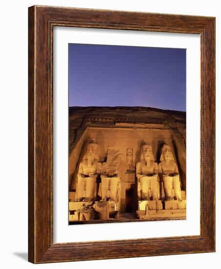 Floodlit Temple Facade and Colossi of Ramses II (Ramesses the Great), Abu Simbel, Nubia, Egypt-Upperhall Ltd-Framed Photographic Print