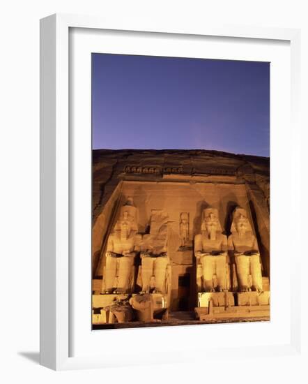 Floodlit Temple Facade and Colossi of Ramses II (Ramesses the Great), Abu Simbel, Nubia, Egypt-Upperhall Ltd-Framed Photographic Print