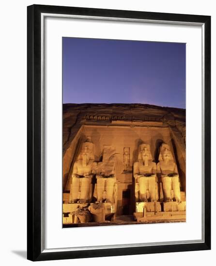 Floodlit Temple Facade and Colossi of Ramses II (Ramesses the Great), Abu Simbel, Nubia, Egypt-Upperhall Ltd-Framed Photographic Print