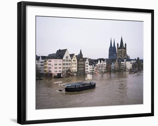 Floods in 1995, River Rhine, Cologne (Koln), Germany-Hans Peter Merten-Framed Photographic Print