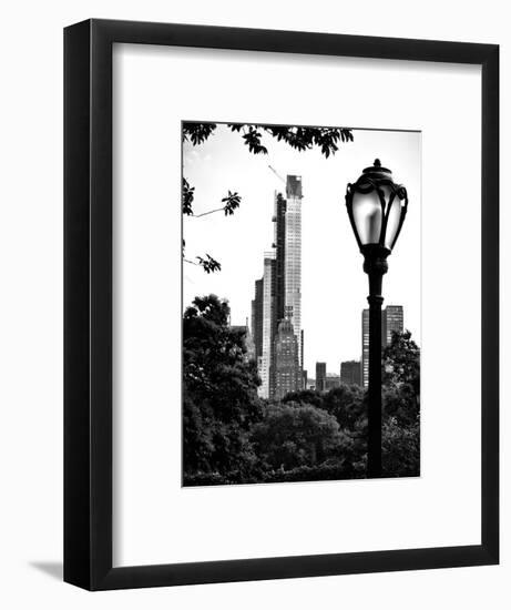 Floor Lamp in Central Park Overlooking Buildings (Essex House), Manhattan, New York-Philippe Hugonnard-Framed Photographic Print