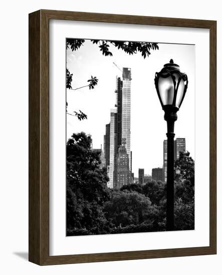 Floor Lamp in Central Park Overlooking Buildings (Essex House), Manhattan, New York-Philippe Hugonnard-Framed Photographic Print