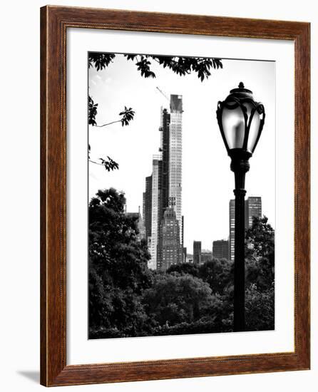 Floor Lamp in Central Park Overlooking Buildings (Essex House), Manhattan, New York-Philippe Hugonnard-Framed Photographic Print