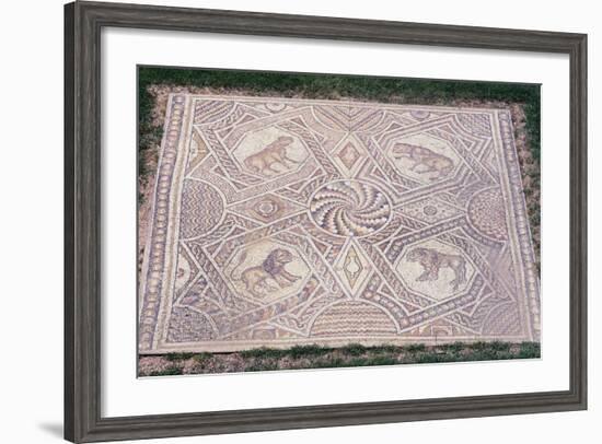 Floor Mosaic with Geometric Motifs and Octagons Depicting Animals from Jieh-null-Framed Giclee Print