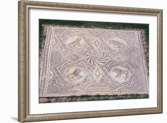 Floor Mosaic with Geometric Motifs and Octagons Depicting Animals from Jieh-null-Framed Giclee Print