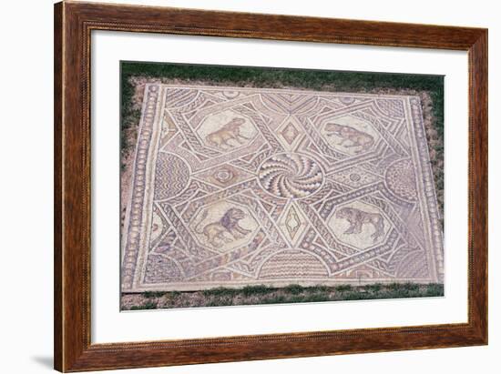 Floor Mosaic with Geometric Motifs and Octagons Depicting Animals from Jieh-null-Framed Giclee Print