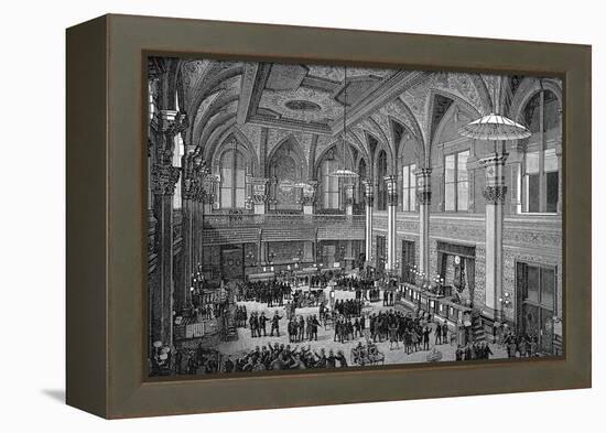 Floor of the New York Stock Exchange, 1885-null-Framed Premier Image Canvas