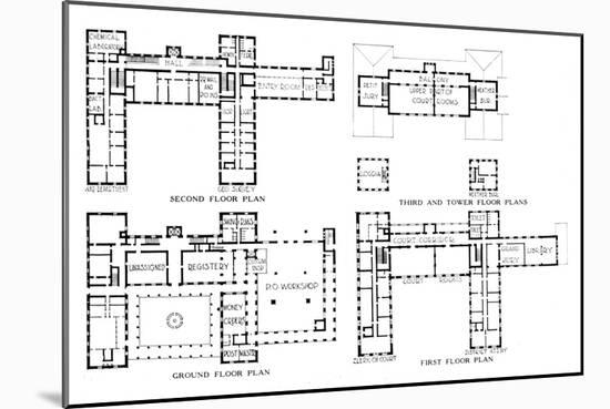Floor plans, Federal Building, Honolulu, Hawaii, 1924-Unknown-Mounted Giclee Print