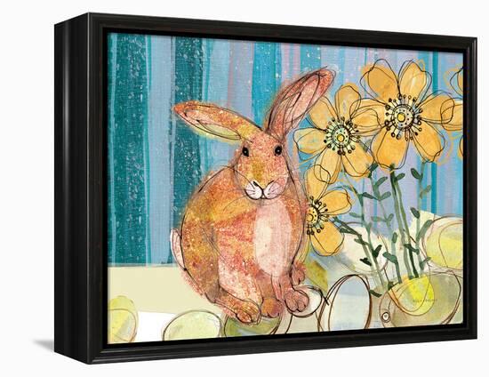 Floppy Bunny - Yellow Flowers-Robbin Rawlings-Framed Stretched Canvas