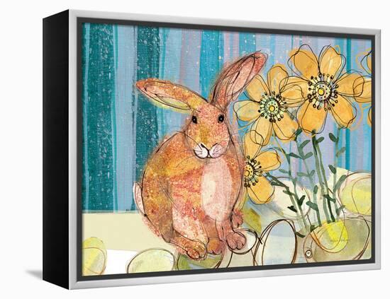 Floppy Bunny - Yellow Flowers-Robbin Rawlings-Framed Stretched Canvas