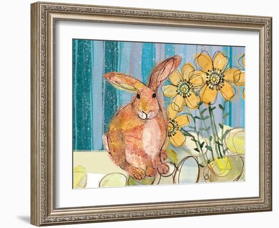 Floppy Bunny - Yellow Flowers-Robbin Rawlings-Framed Art Print