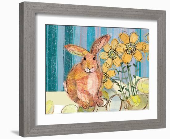 Floppy Bunny - Yellow Flowers-Robbin Rawlings-Framed Art Print