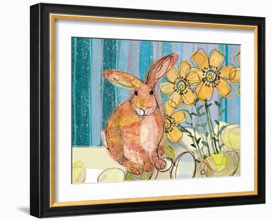 Floppy Bunny - Yellow Flowers-Robbin Rawlings-Framed Art Print