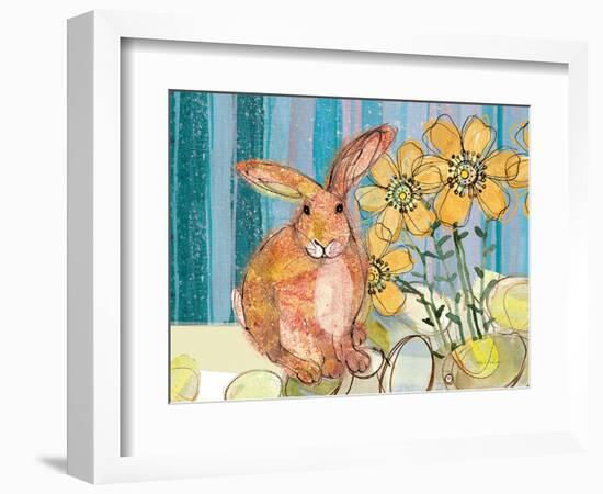 Floppy Bunny - Yellow Flowers-Robbin Rawlings-Framed Art Print