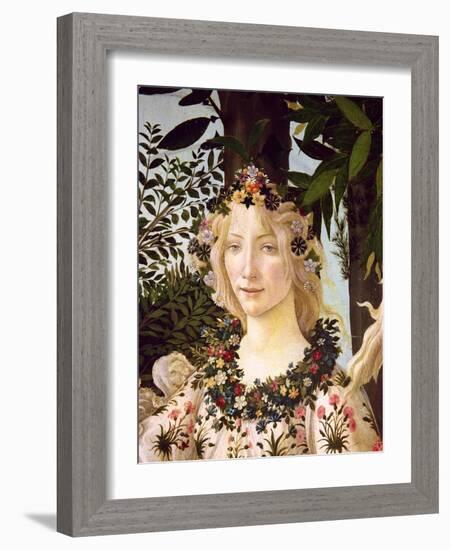 Flora, Detail from the Primavera, c.1478-Sandro Botticelli-Framed Giclee Print