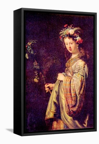 Flora (Portrait of Saskia as Flora)-Rembrandt van Rijn-Framed Stretched Canvas