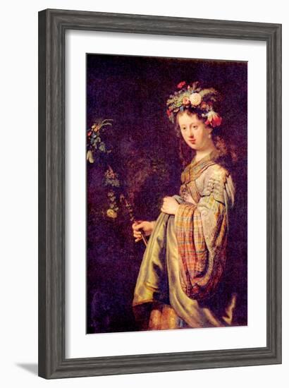 Flora (Portrait of Saskia as Flora)-Rembrandt van Rijn-Framed Art Print