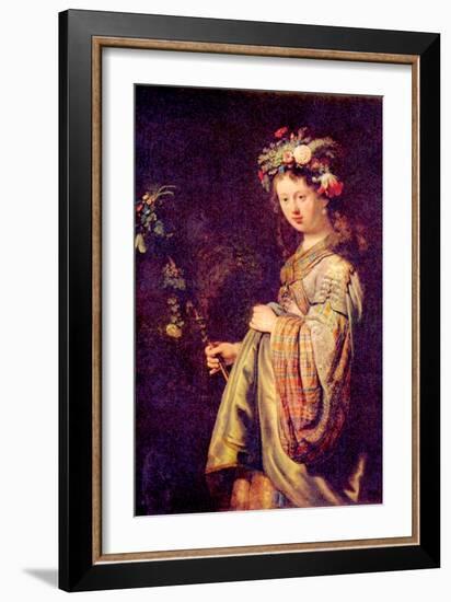 Flora (Portrait of Saskia as Flora)-Rembrandt van Rijn-Framed Art Print