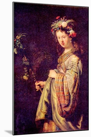 Flora (Portrait of Saskia as Flora)-Rembrandt van Rijn-Mounted Art Print