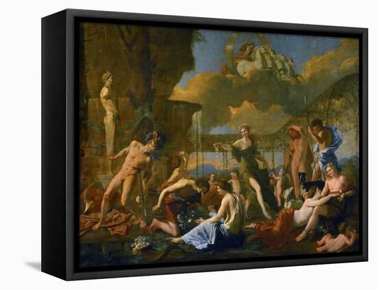 Flora's Realm, 1631, Three Gods, Flora, Apollo and Pan; Ajax Killing Himself-Nicolas Poussin-Framed Premier Image Canvas