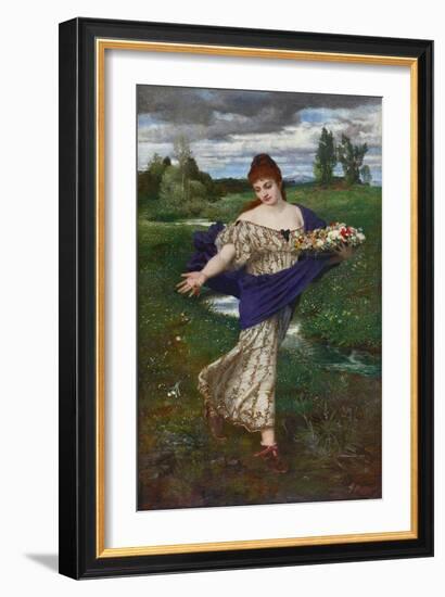 Flora, Scattering Flowers (Flora, Blumen Streuend), 1875-Arnold Böcklin-Framed Giclee Print