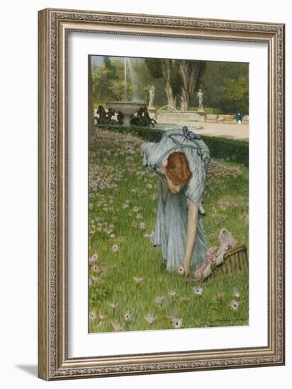 Flora - Spring in the Gardens of the Villa Borghese-Sir Lawrence Alma-Tadema-Framed Giclee Print