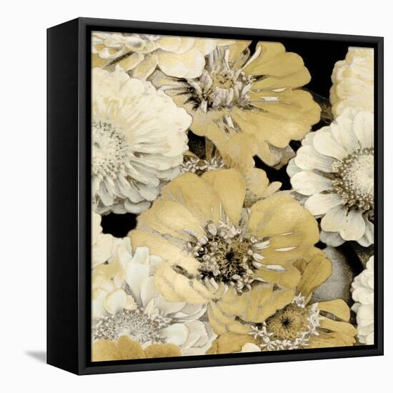 Floral Abundance in Gold I-Kate Bennett-Framed Stretched Canvas