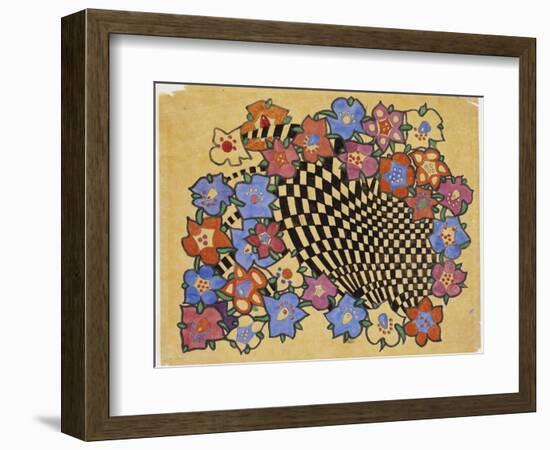 Floral and Chequered Fabric Design, C.1916-Charles Rennie Mackintosh-Framed Giclee Print