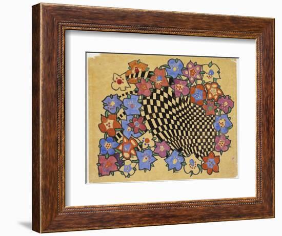 Floral and Chequered Fabric Design, C.1916-Charles Rennie Mackintosh-Framed Giclee Print