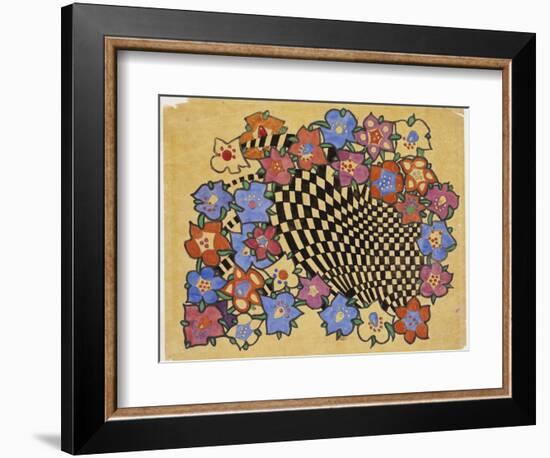 Floral and Chequered Fabric Design, C.1916-Charles Rennie Mackintosh-Framed Giclee Print