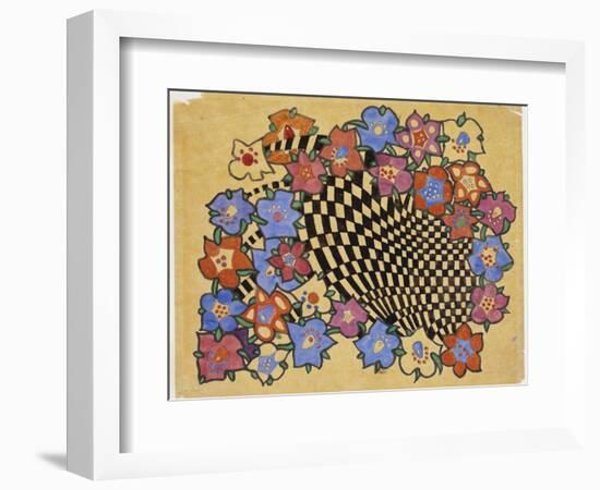 Floral and Chequered Fabric Design, C.1916-Charles Rennie Mackintosh-Framed Giclee Print