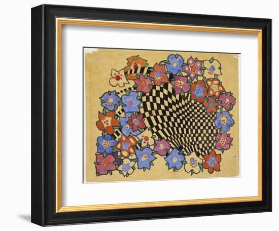 Floral and Chequered Fabric Design, C.1916-Charles Rennie Mackintosh-Framed Giclee Print