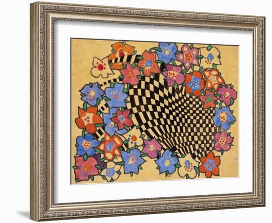 Floral and Chequered Fabric Design, circa 1916-Charles Rennie Mackintosh-Framed Giclee Print