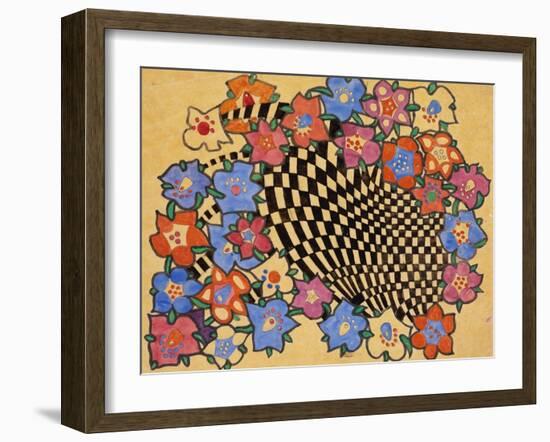 Floral and Chequered Fabric Design, circa 1916-Charles Rennie Mackintosh-Framed Giclee Print