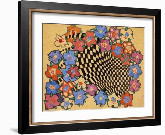 Floral and Chequered Fabric Design, circa 1916-Charles Rennie Mackintosh-Framed Giclee Print