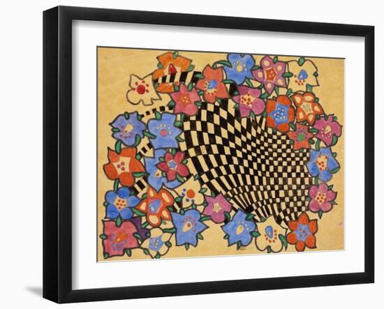 Floral and Chequered Fabric Design, circa 1916-Charles Rennie Mackintosh-Framed Giclee Print