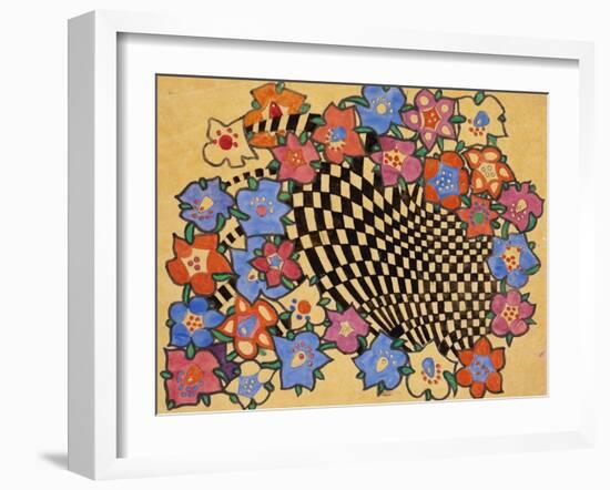 Floral and Chequered Fabric Design, circa 1916-Charles Rennie Mackintosh-Framed Giclee Print